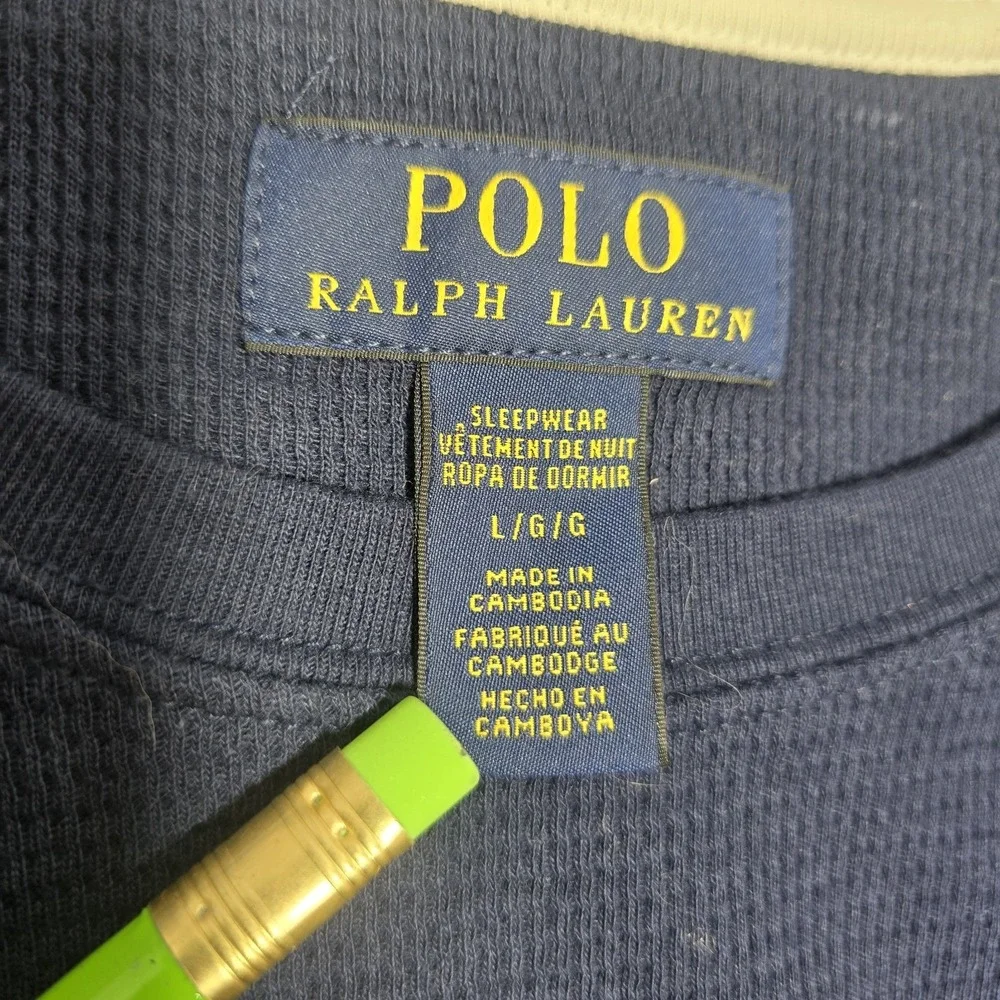 Polo Ralph Lauren L Thermal Waffle Knit Sleepwear Shirt‎ Collegiate Preppy Blue